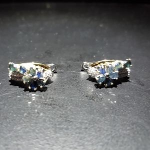 Natural Blue Sapphire and Cz Earrings b5